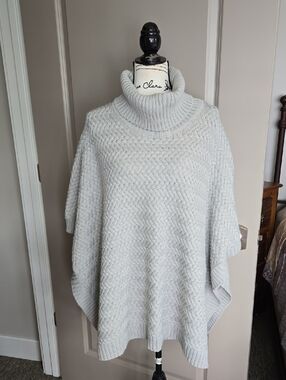 Lole Light Gray Turtleneck Poncho Sweater